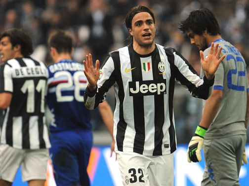 Alessandro Matri reacts during Juventus' defeat to Sampdoria