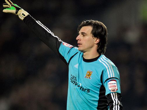 Eldin Jakupovic: Carried off at the KC Stadium