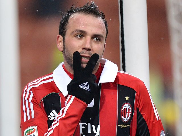 Two-goal Giampaolo Pazzini celebrates