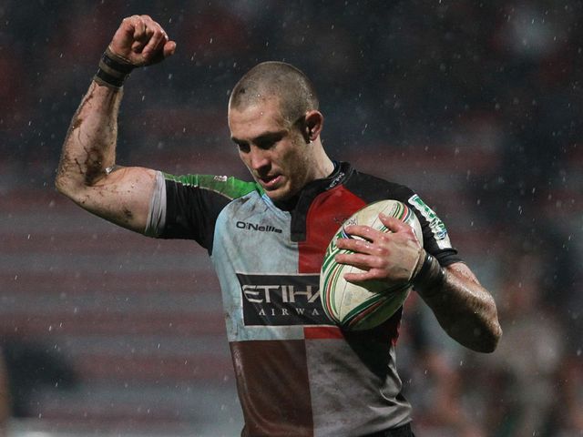Mike Brown celebrates for Harlequins