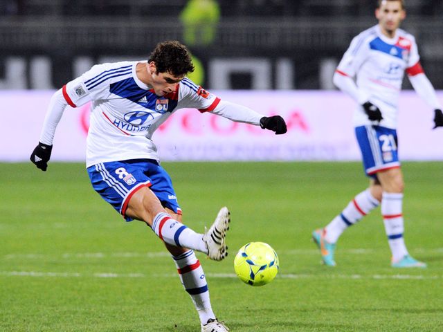 Yoann Gourcuff has a shot at goal for Lyon