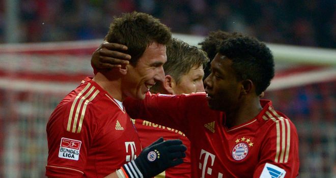 Mario Mandzukic (left): Scored twice in Bayern win