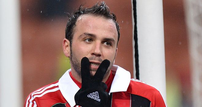 Two-goal Giampaolo Pazzini celebrates