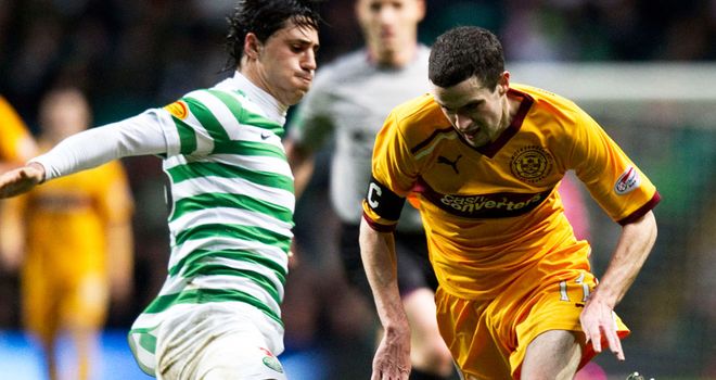Jamie Murphy: In action during Motherwell's defeat at Celtic