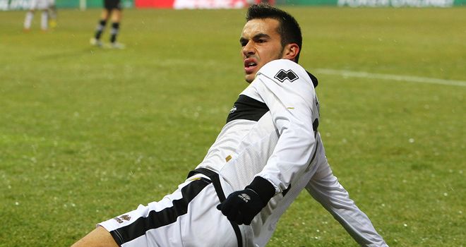 Nicola Sansone celebrates his goal for Parma