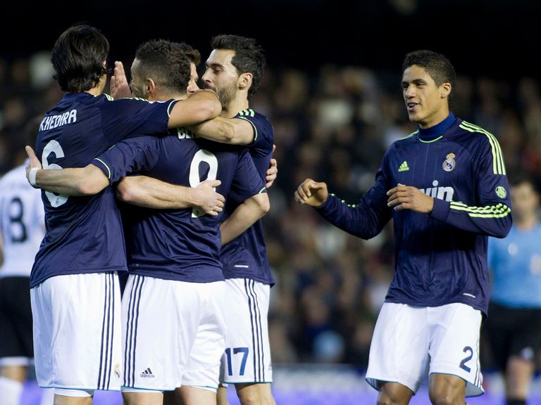 Real Madrid celebrate against Valencia