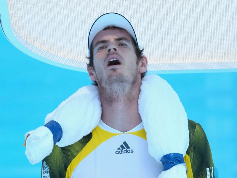Andy Murray takes a breather during his straight-sets victory