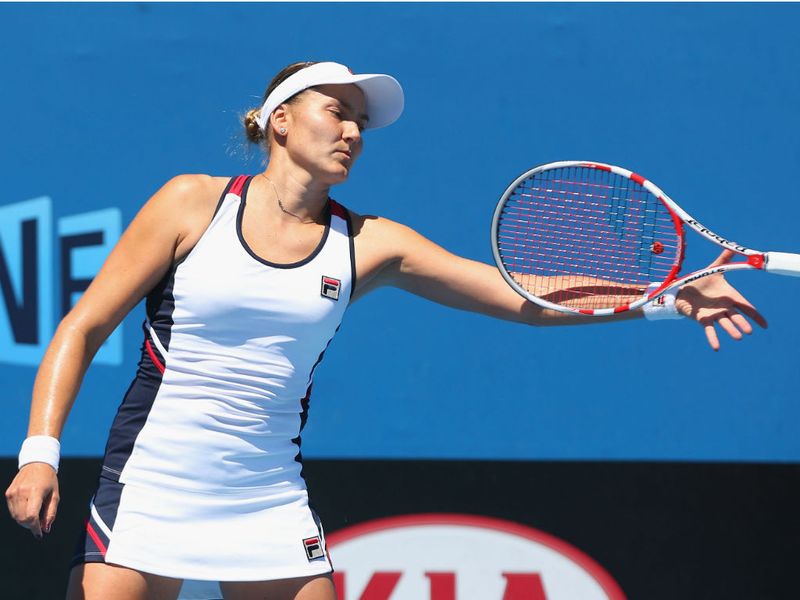 Nadia Petrova shows her frustration during her loss to Kimiko Date-Krumm