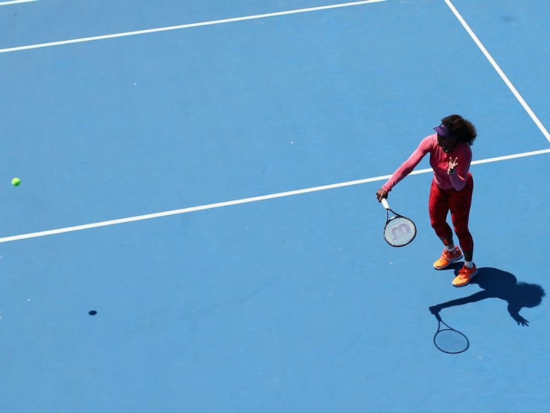 Serena Williams tests herself ahead of her quarter-final on Wednesday