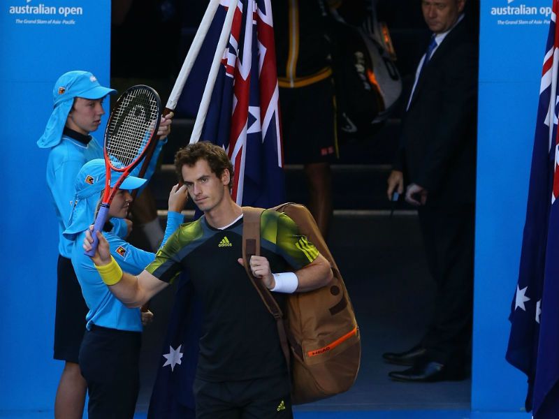 Warm welcome: Murray walks out on court ahead of the men's final