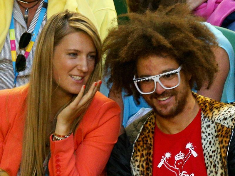 Watching on: Australian Open women's champion Victoria Azarenka and Stefan Gordy aka Redfoo are among the crowd