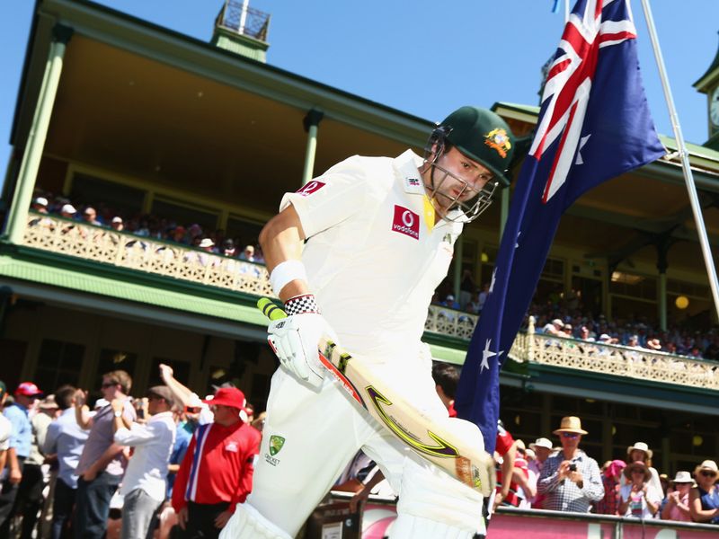 Australia started their innings with the first ball, and Ed Cowan was soon out for four, the score on 36.