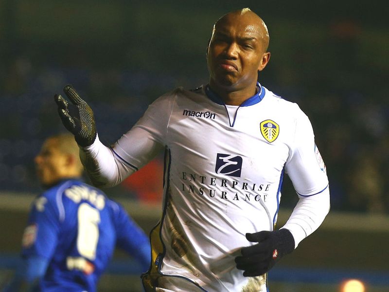 El-Hadji Diouf celebrates scoring from the penalty spot in Leeds victory at Birmingham