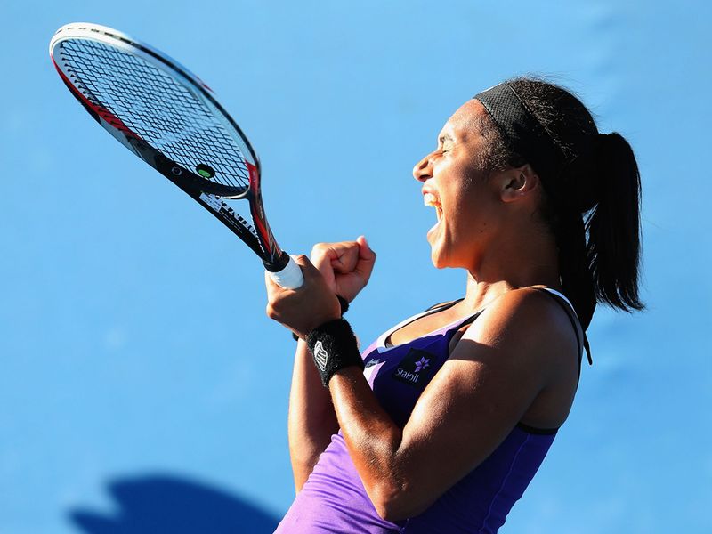 British number one Heather Watson celebrates her win over Ksenia Pervak.