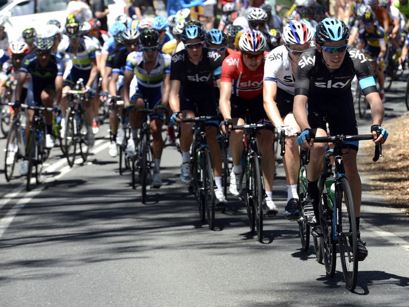 Luke Rowe takes his turn on the front of the Sky train