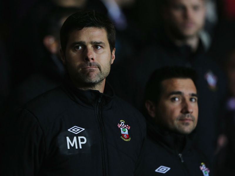 Mauricio Pochettino took his place in the Southampton dug-out for the first time ahead of kick-off against Everton