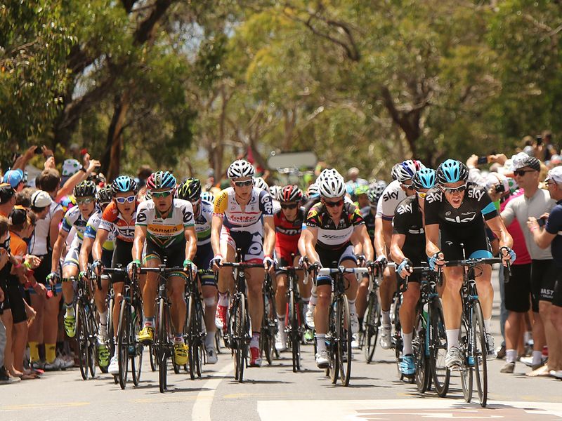 Back in the peloton Team Sky controlled the tempo first time over the summit