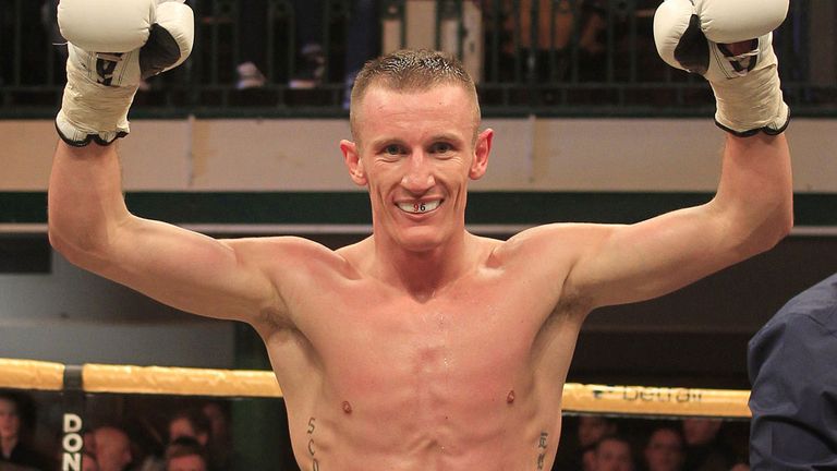 Tom Stalker celebrates victory on his professional debut