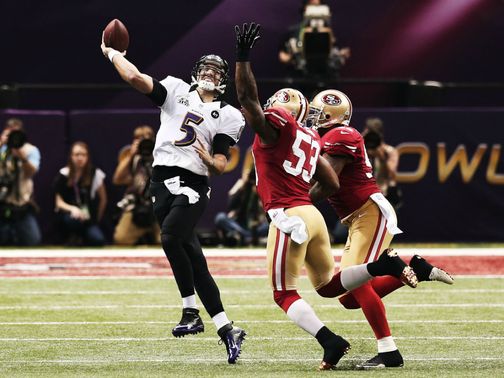 Joe Flacco: Baltimore Ravens quarterback threw three touchdown passes in the first half&nbsp;