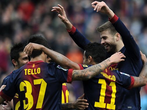 Celebrations for Barcelona at the Nou Camp