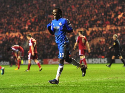 Victor Moses celebrates his goal for Chelsea