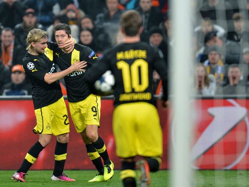 Borussia Dortmund celebrate against Shakhtar
