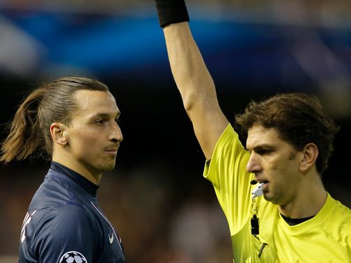 Ibrahimovic was sent off against PSG.