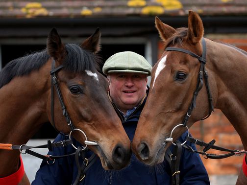 Paul Nicholls with Zarkandar and Silviniaco Conti
