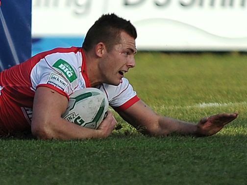 Greg Eden goes in for a Rovers try