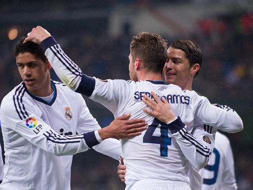 Sergio Ramos celebrates his goal for Real Madrid