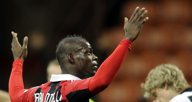 Balotelli celebrates his opening goal