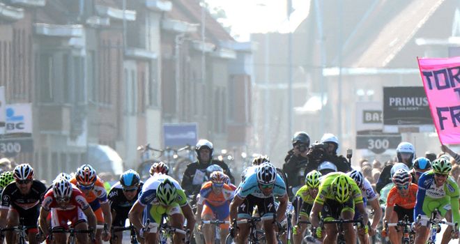 Tom Boonen, centre, is looking for back-to-back victories