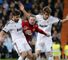 Xabi Alonso: In action in the first leg against Manchester United
