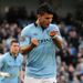 The striker raced away to celebrate.
