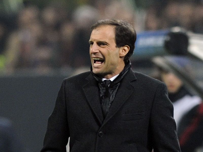 Massimiliano Allegri shouts orders at his AC Milan side