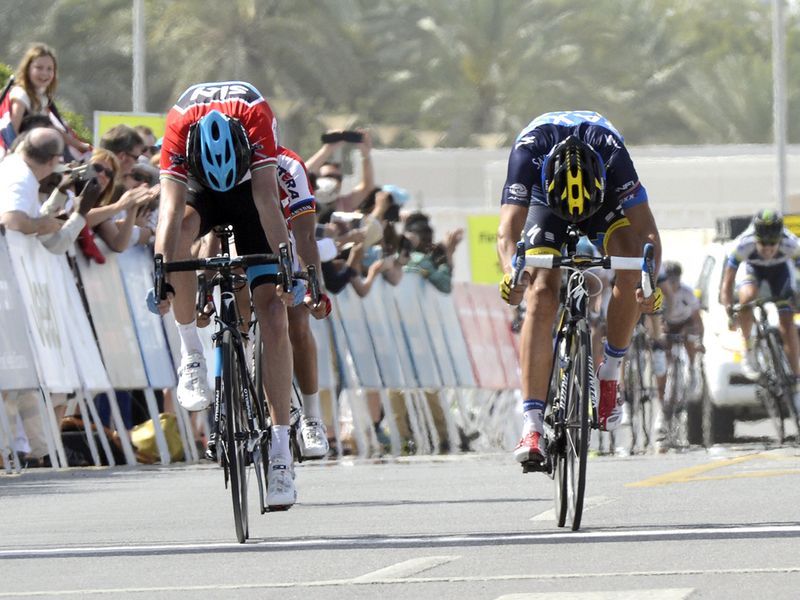 ...Froome narrowly edging out the sprint over Contador