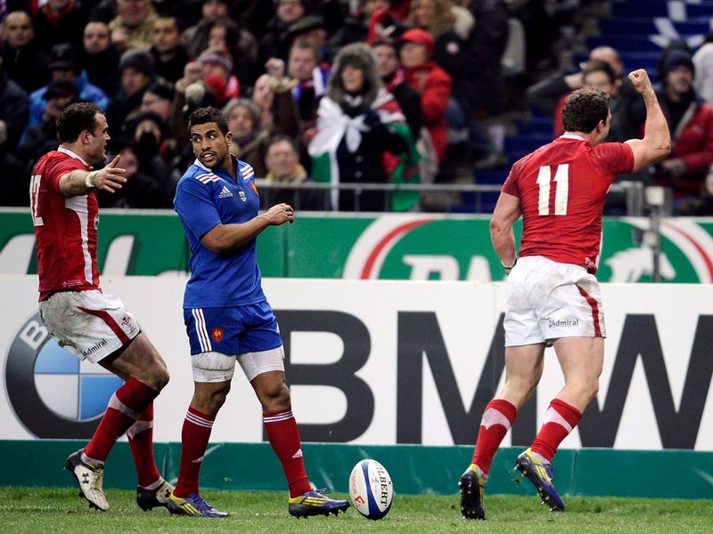 Get in there: George North celebrates his try