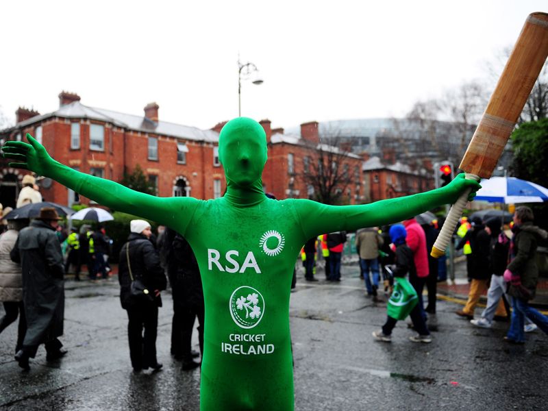 Wrong sport: Presumably this chap will turn up to Ireland's next cricket match with a rugby ball