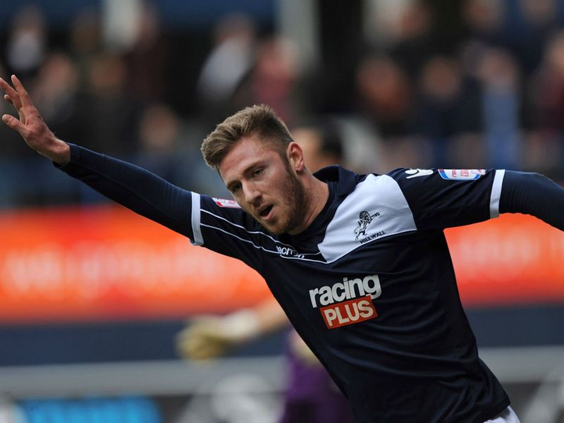 Millwall's James Henry celebrates scoring the opening goal against Luton