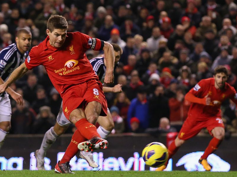 Having been awarded a second half penalty, Gerrard stepped up...