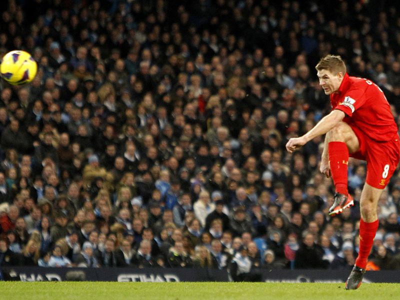 Steven Gerrard gave Liverpool the lead with a superb strike.