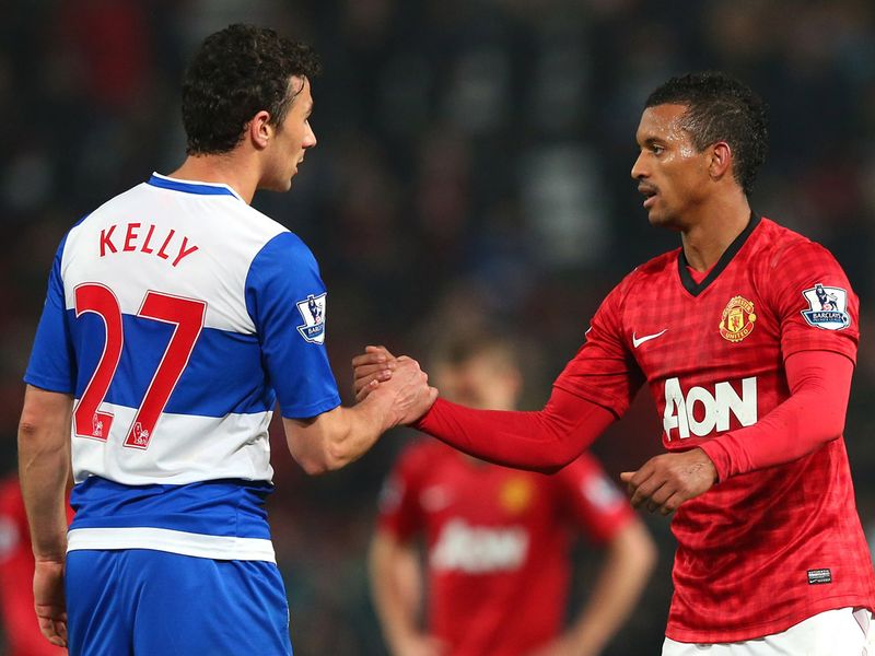 Nani and Stephen Kelly shake hands after Manchester United's 2-1 FA Cup fifth-round victory over Reading.