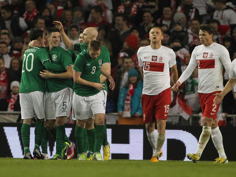 Ciaran Clark celebrates after putting Republic of Ireland into the lead in Dublin