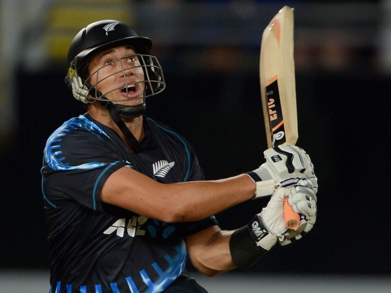 Ross Taylor could only make 13 upon his return, dismissed by Steve Finn...
