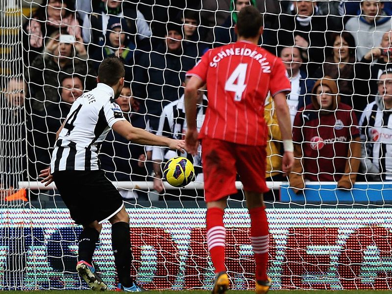 Yohan Cabaye fires Newcastle back in front with a 67th-minute penalty after a Danny Fox handball.