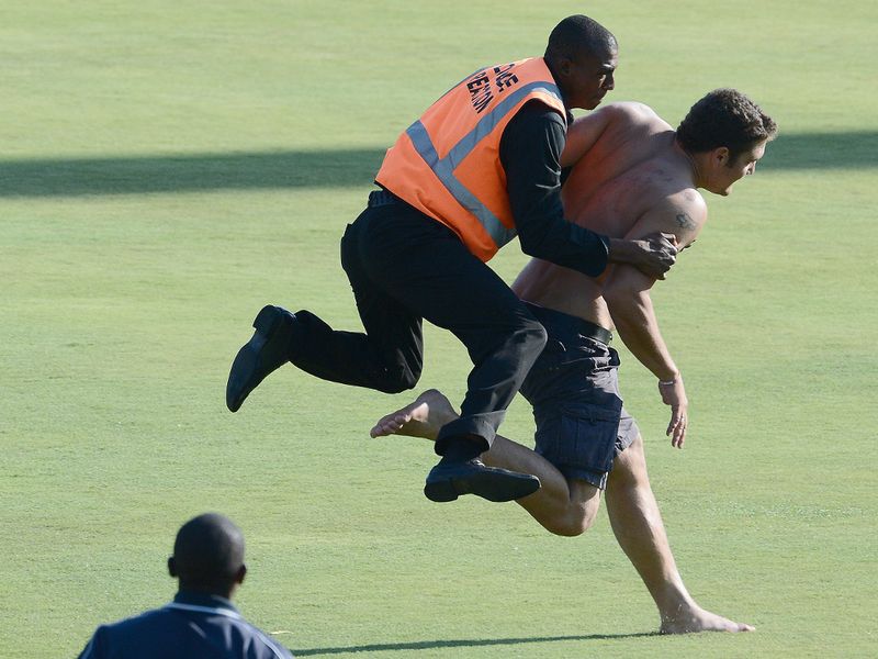 A streaker marked the closing scenes of South Africa's innings and 18-run victory.