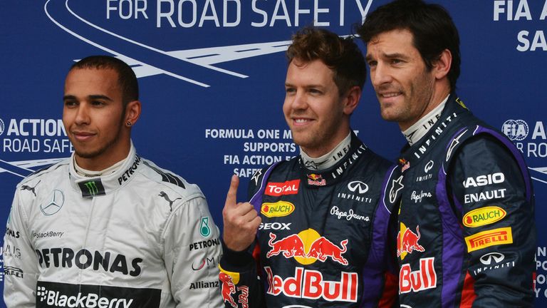 The Qualy top three: Hamilton and Webber flank polesitter Vettel