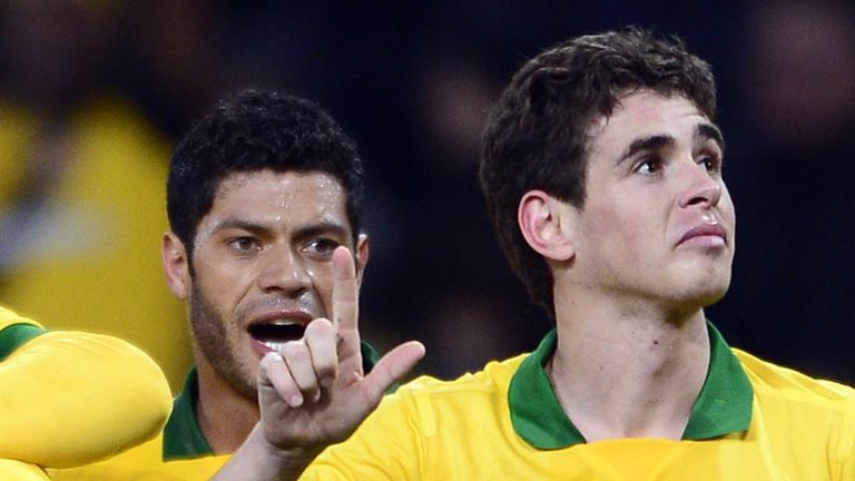 Oscar (right): Opened scoring for Brazil in friendly win over France