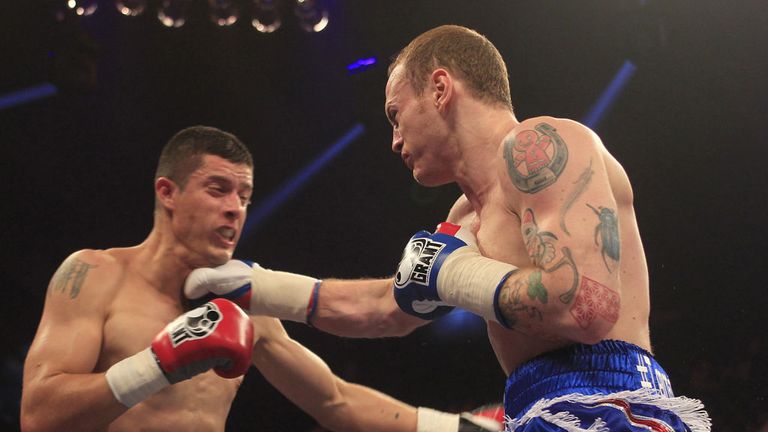 George Groves moves in for the kill against Dario Balmaceda (Pic Lawrence Lustig)