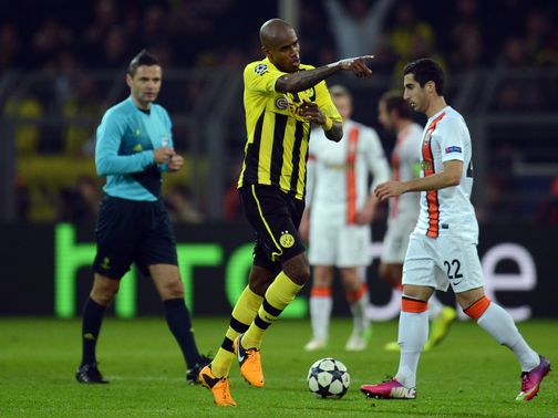 Felipe Santana celebrates scoring Dortmund's opening goal